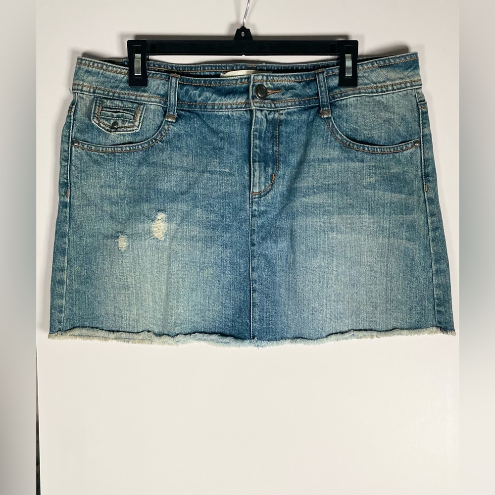 Inked & Faded Mini Skirt Jean For Womens